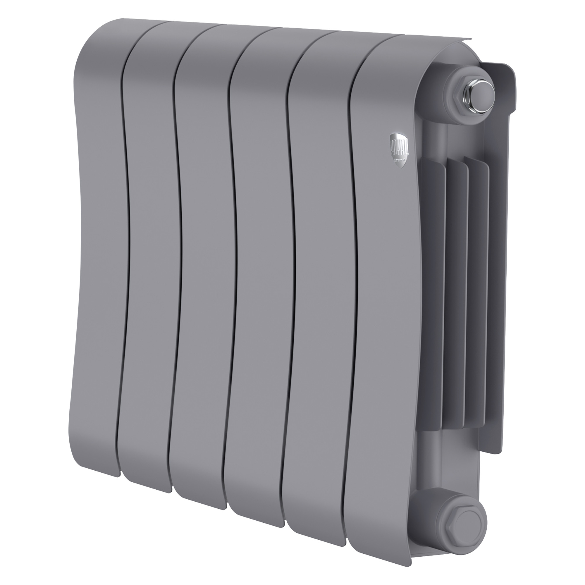 Радиатор биметаллический Royal Thermo Infinity 300, 6 секций, боковое универсальное подключение, серебристый (silver satin)