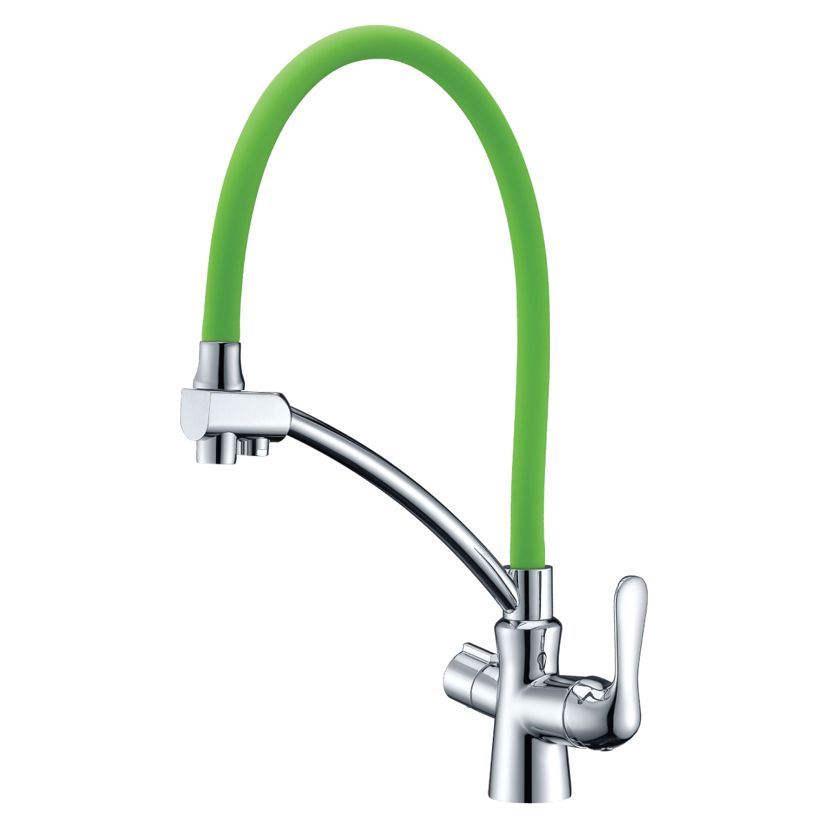 Смеситель Lemark Comfort LM3070C-Green для кухни с подключением к фильтру с питьевой водой, хром / зеленый