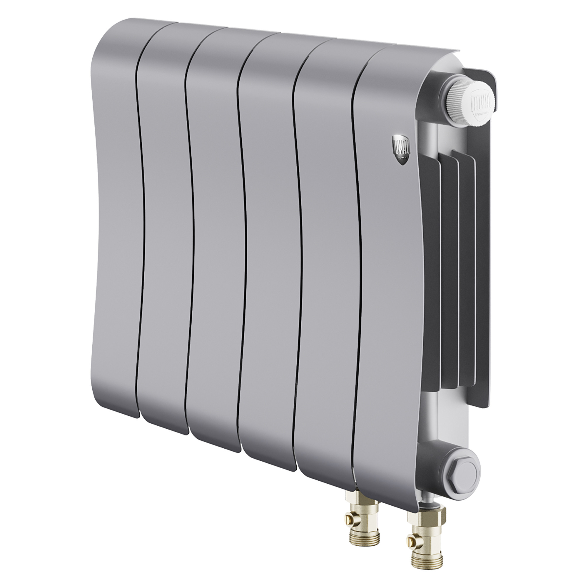 Радиатор биметаллический Royal Thermo Infinity 300 Silver Satin VR80 6 секций, нижнее правое подключение, серебристый (silver satin)