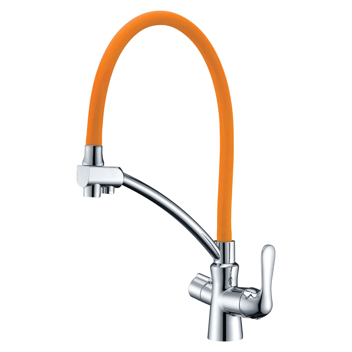 Смеситель Lemark Comfort LM3070C-Orange для кухни с подключением к фильтру с питьевой водой, хром / оранжевый