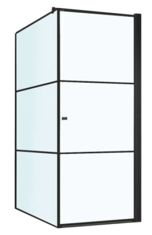 Душевой уголок Berges Dark 90x90 правый, стекло прозрачное, профиль черный матовый