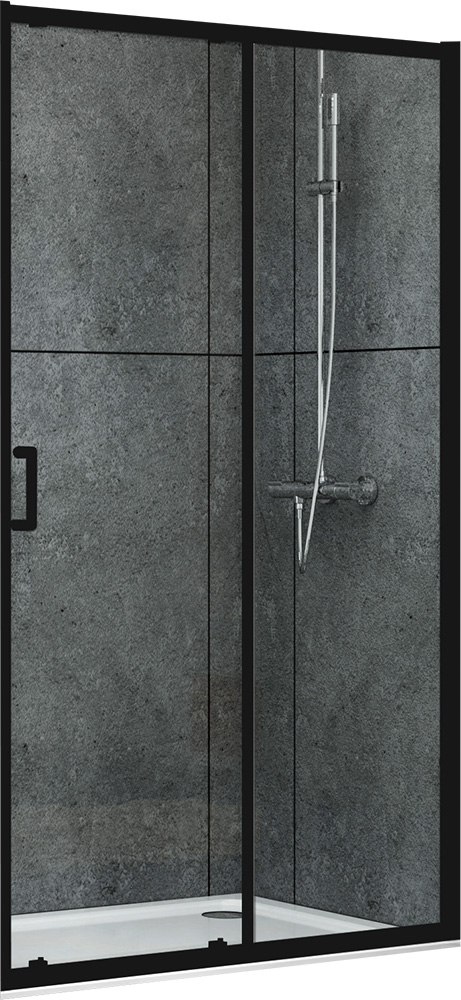 Душевая дверь Abber Schwarzer Diamant AG30100B раздвижная 100x195 cм, стекло прозрачное / профиль черный