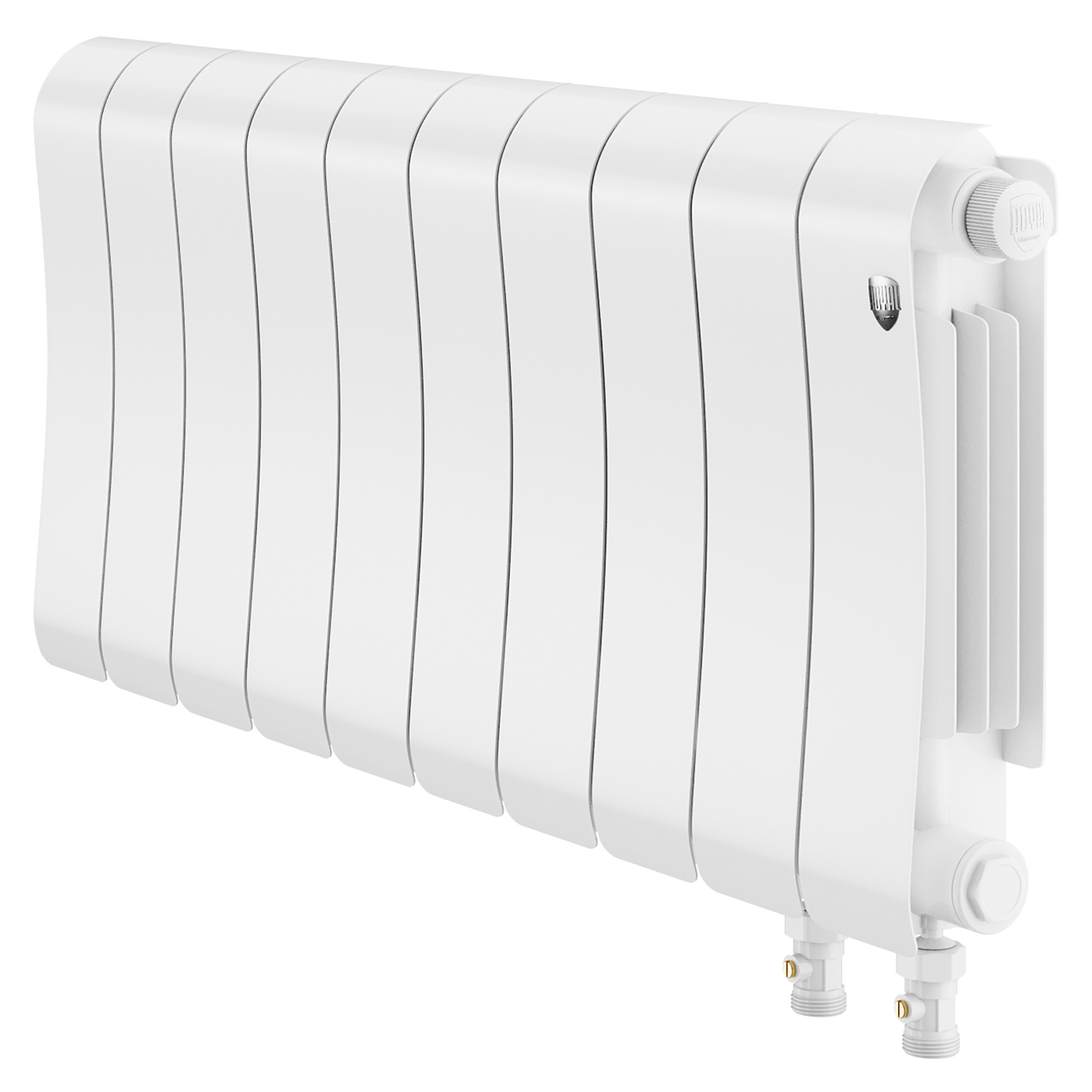 Радиатор биметаллический Royal Thermo Infinity 300 Bianco Traffico VR80 10 секций, нижнее правое подключение, белый (bianco traffico)