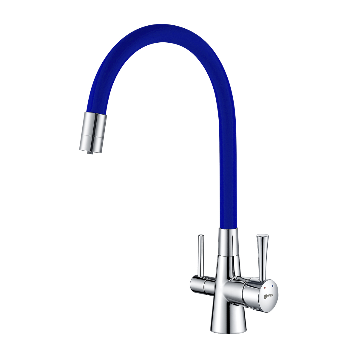 Смеситель Lemark Comfort LM3075C-Blue для кухни с подключением к фильтру с питьевой водой, хром / синий