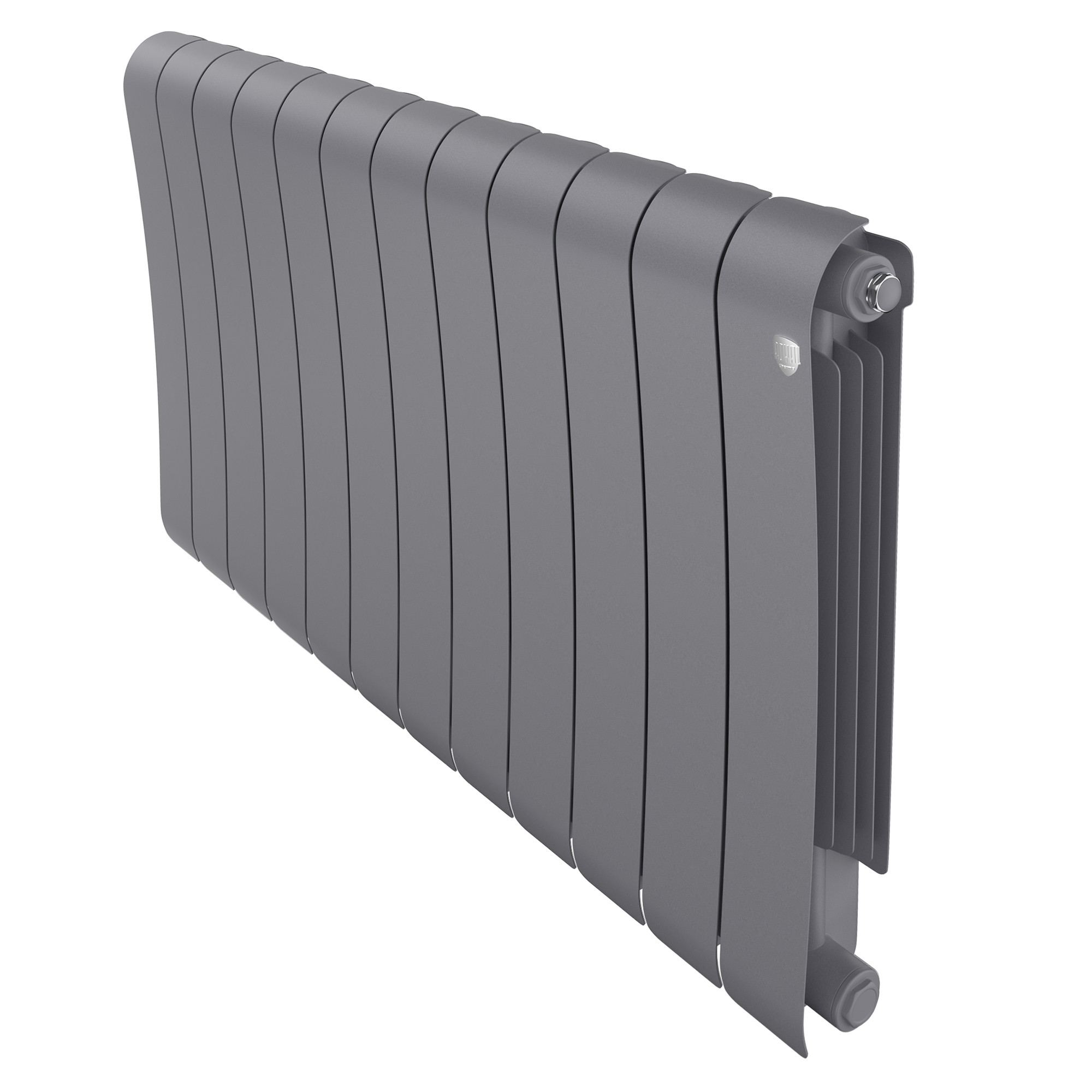 Радиатор биметаллический Royal Thermo Infinity 500, 12 секций, боковое универсальное подключение, серебристый (silver satin)
