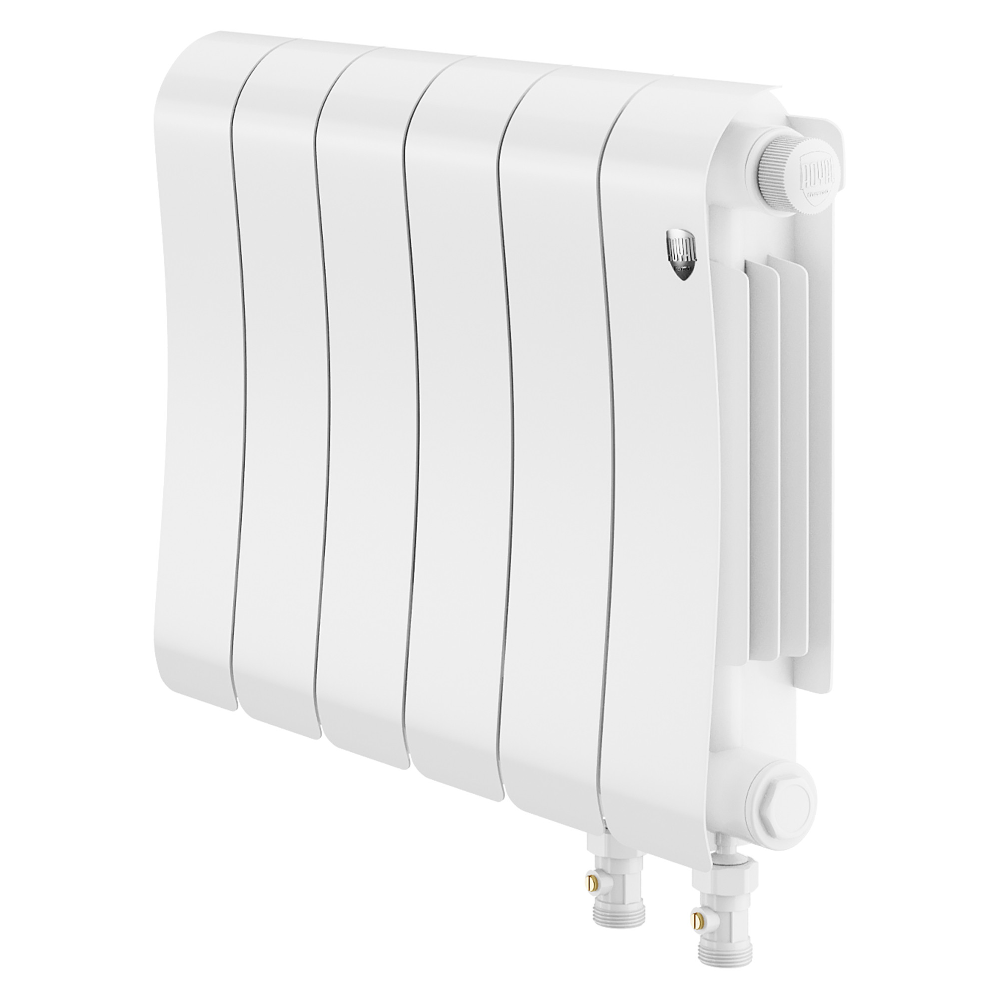 Радиатор биметаллический Royal Thermo Infinity 300 Bianco Traffico VR80 6 секций, нижнее правое подключение, белый (bianco traffico)