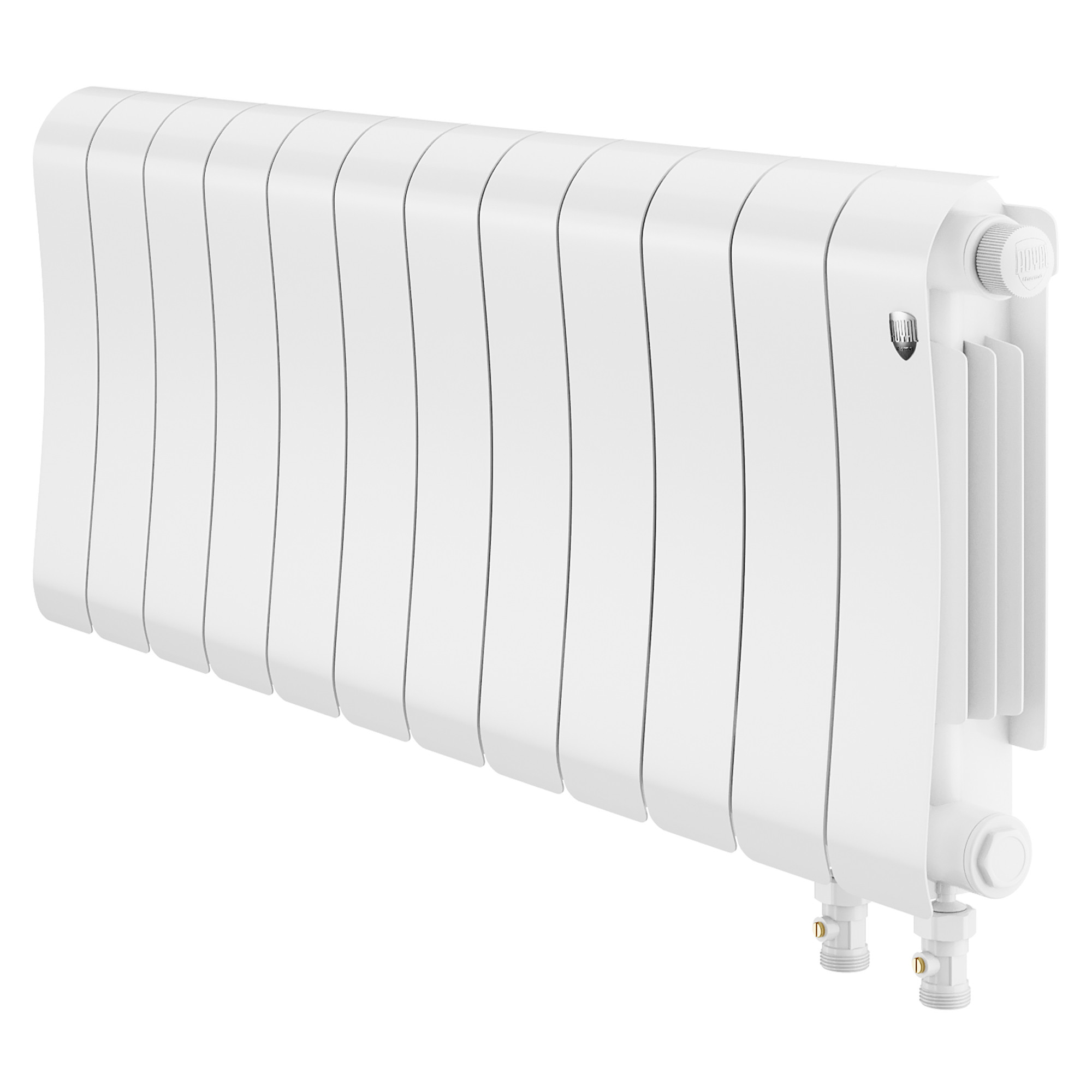 Радиатор биметаллический Royal Thermo Infinity 300 Bianco Traffico VR80 12 секций, нижнее правое подключение, белый (bianco traffico)