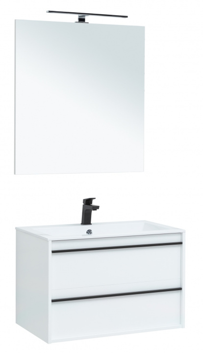 Комплект мебели для ванной комнаты Aquanet Lino 80, белый матовый