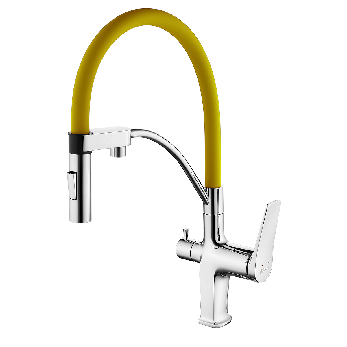 Смеситель Lemark Comfort LM3074C-Yellow для кухни с подключением к фильтру с питьевой водой, хром / желтый