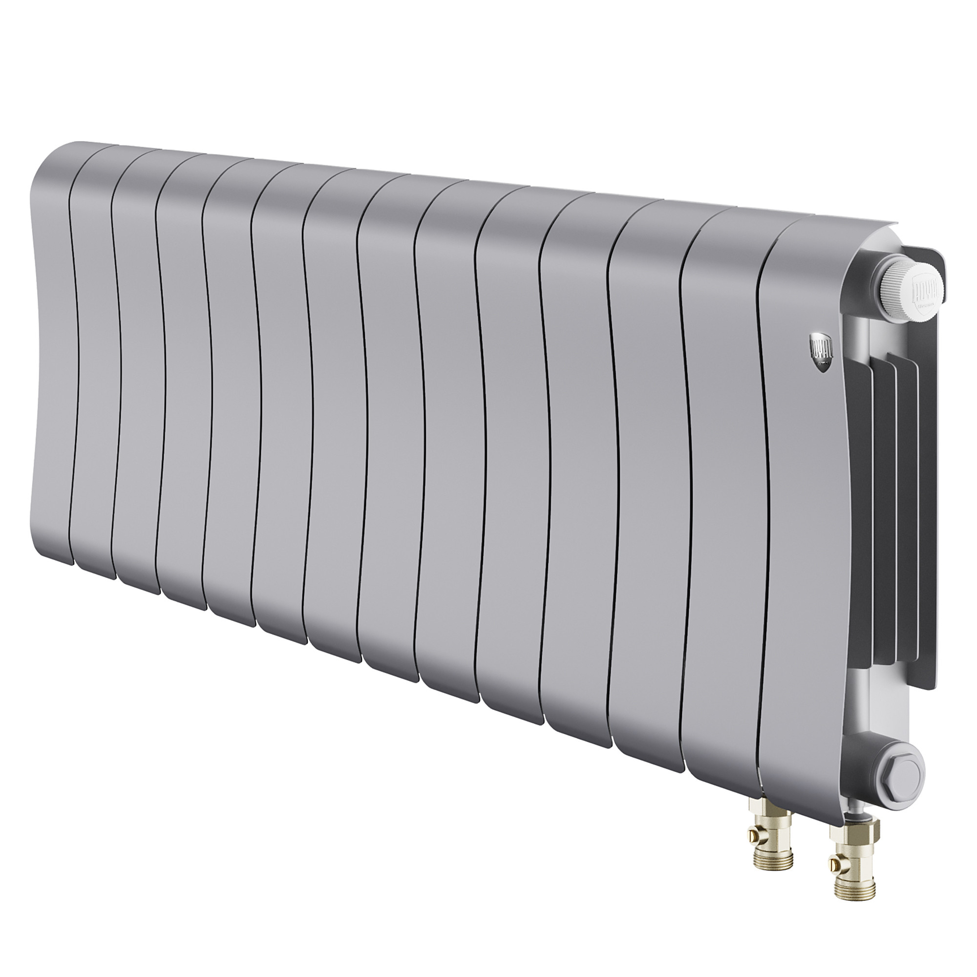 Радиатор биметаллический Royal Thermo Infinity 300 Silver Satin VR80 14 секций, нижнее правое подключение, серебристый (silver satin)