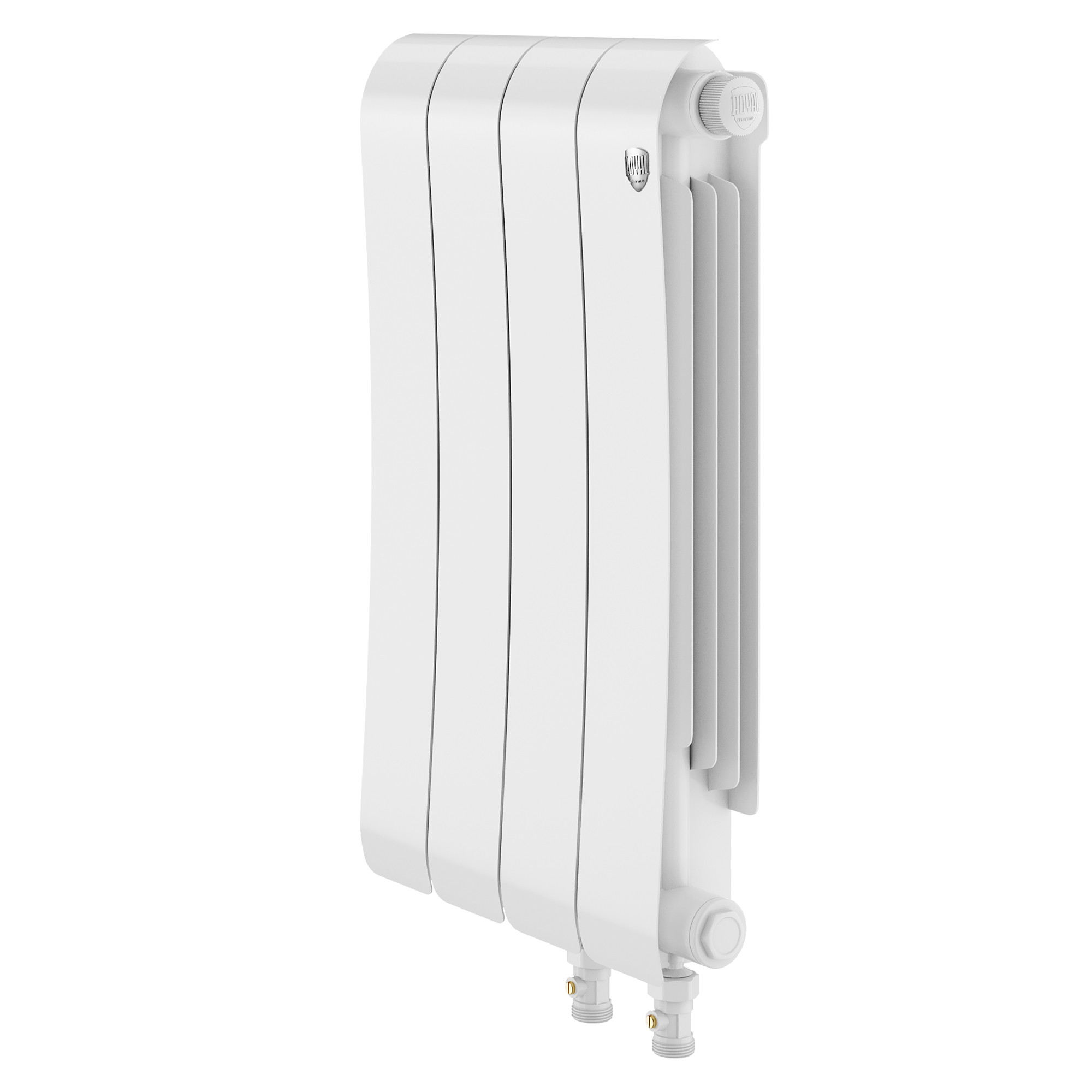 Радиатор биметаллический Royal Thermo Infinity 500 Bianco Traffico VR80 4 секции, нижнее правое подключение, белый (bianco traffico)