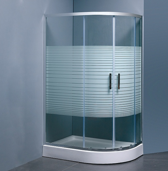 Душевой уголок Bandhours Alba-2 R 120x80 см правый, с поддоном, профиль хром стекло прозрачное с узором
