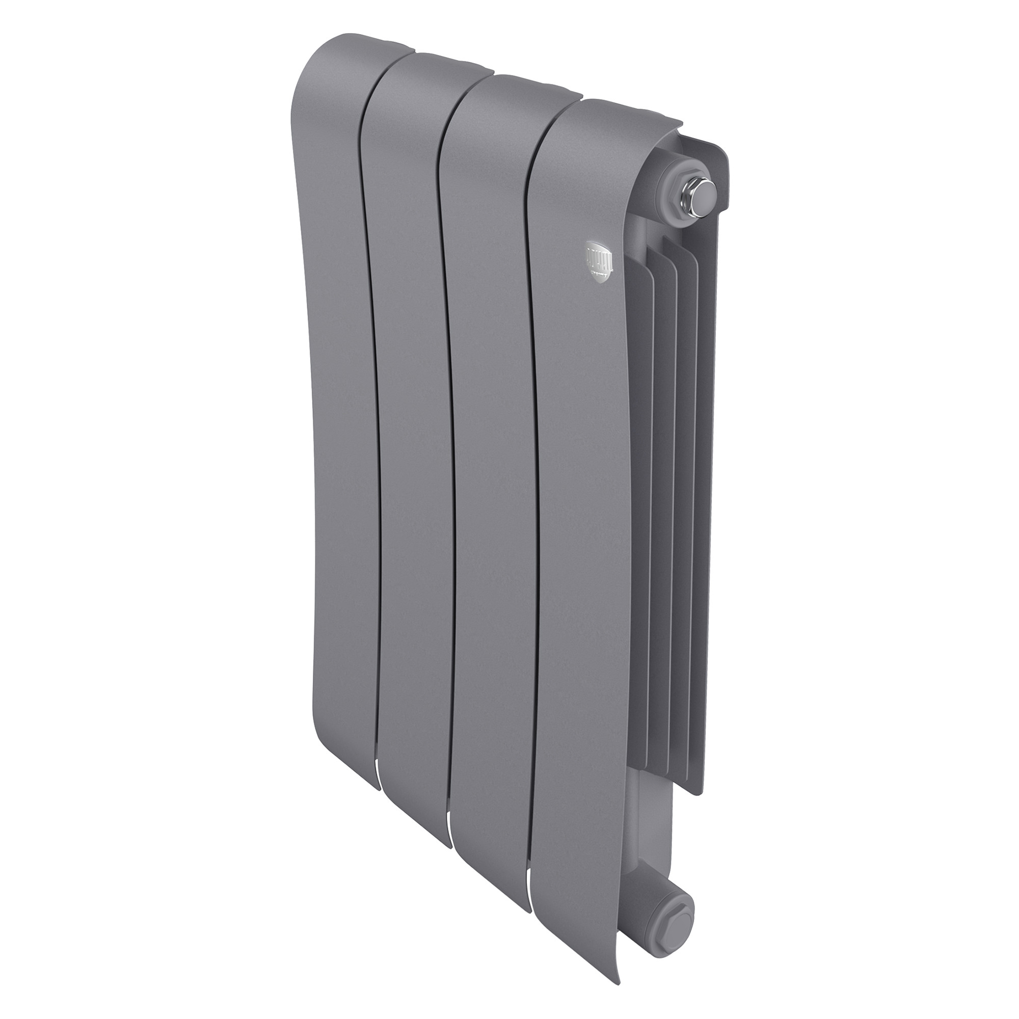 Радиатор биметаллический Royal Thermo Infinity 500, 4 секции, боковое универсальное подключение, серебристый (silver satin)