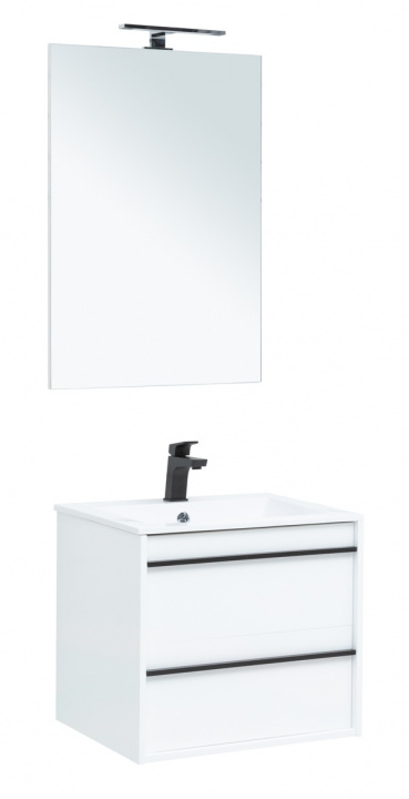 Комплект мебели для ванной комнаты Aquanet Lino 60, белый матовый