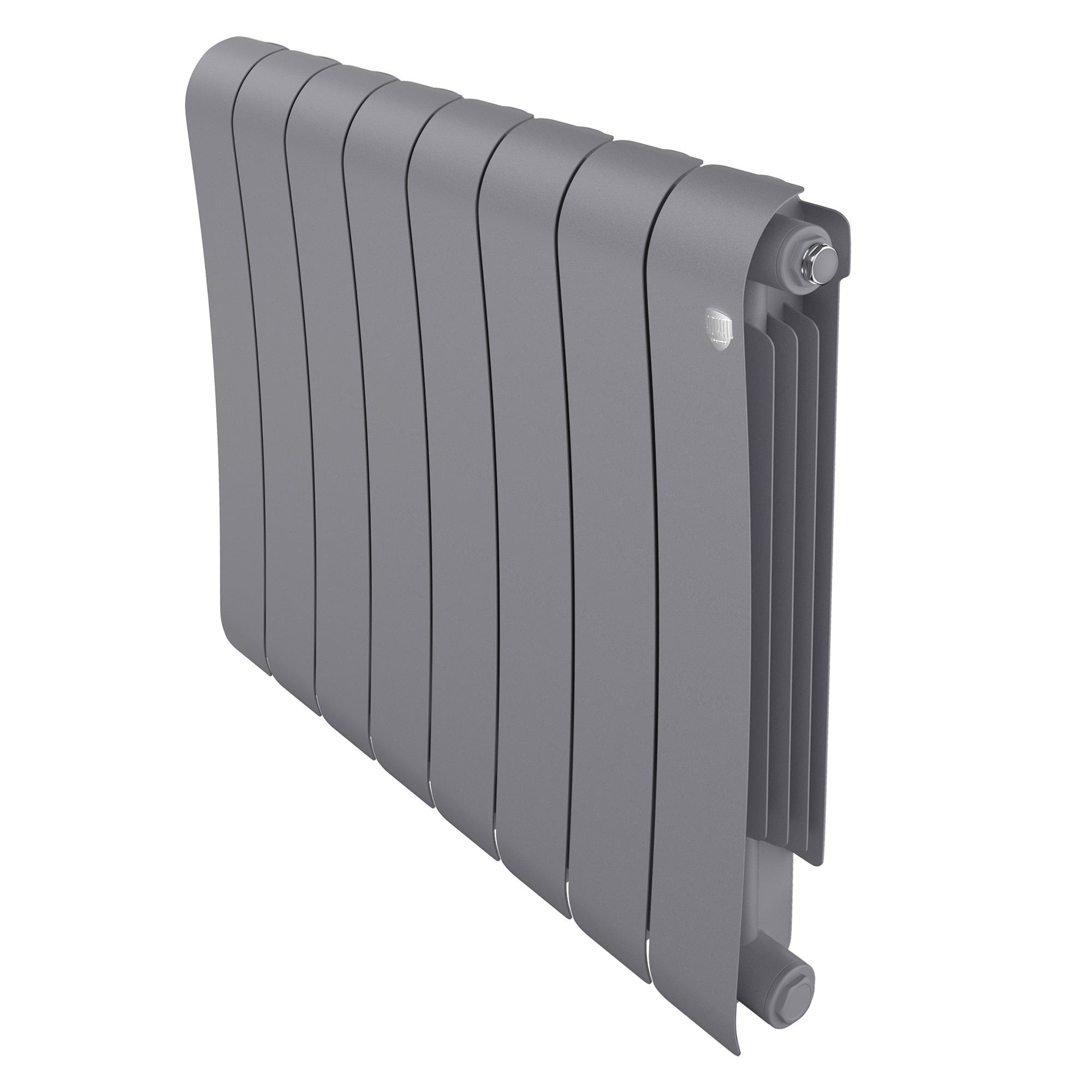 Радиатор биметаллический Royal Thermo Infinity 500, 8 секций, боковое универсальное подключение, серебристый (silver satin)