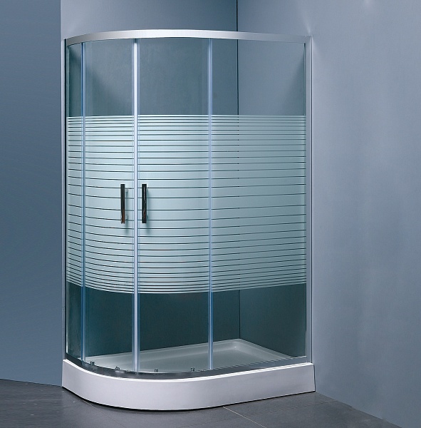 Душевой уголок Bandhours Alba-2 L 120x80 см левый, с поддоном, профиль хром стекло прозрачное с узором