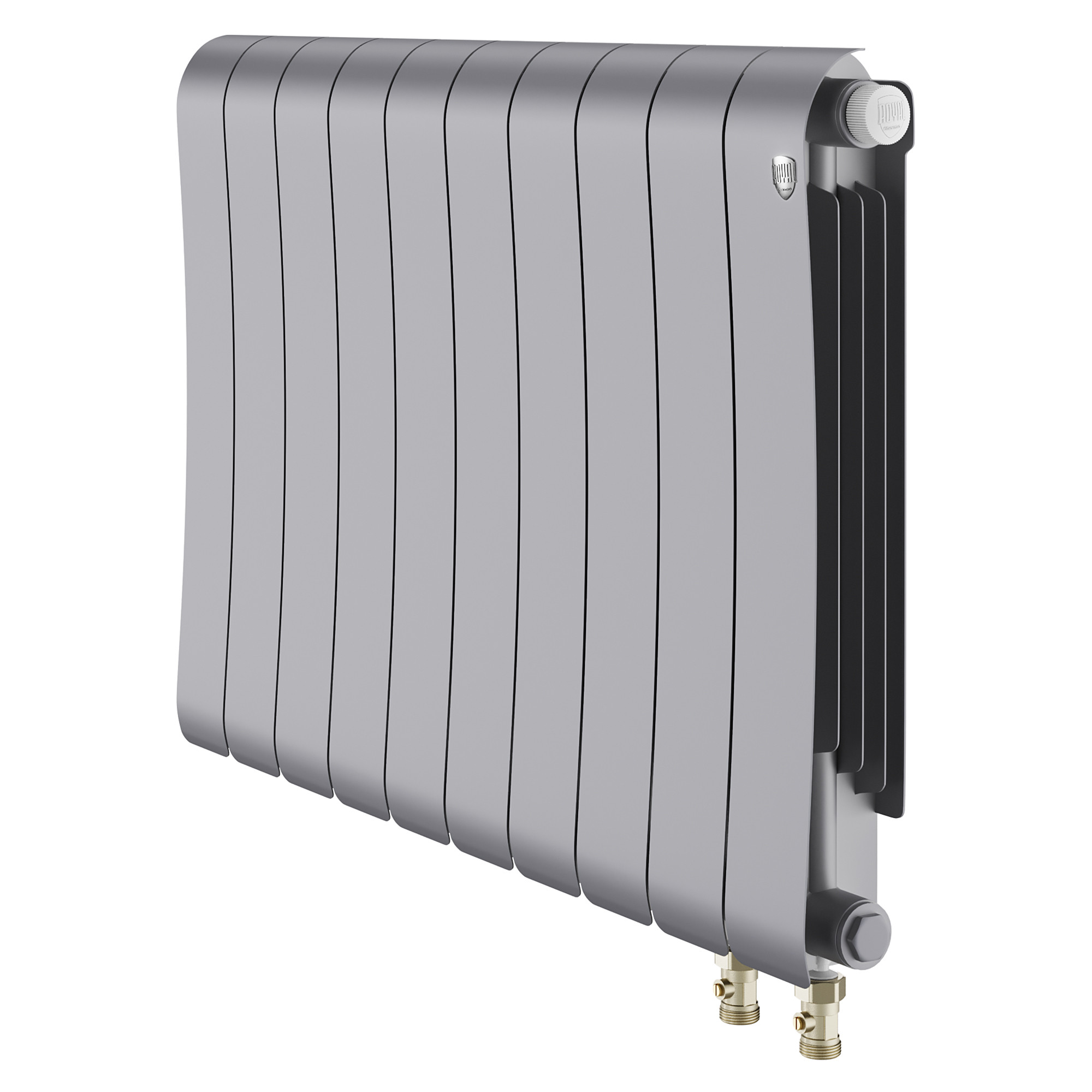 Радиатор биметаллический Royal Thermo Infinity 500 Silver Satin VR80 10 секций, нижнее правое подключение, серебристый (silver satin)