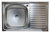 Мойка кухонная Vladix 800x500x160 (0,6), левая, без сифона, нержавеющая сталь / матовая
