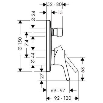 SMESITEL_DLYA_VANNY_S_DUSHEM_HANSGROHE_TALIS_S_72405000_MONTAZHNAYA_SKHEMA_1