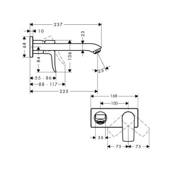 SMESITEL_DLYA_RAKOVINY_HANSGROHE_METRIS_31086000_MONTAZHNAYA_SKHEMA_1