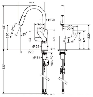 SMESITEL_DLYA_KUKHNI_HANSGROHE_FOCUS_31815000_MONTAZHNAYA_SKHEMA_1