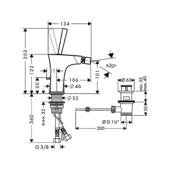 SMESITEL_DLYA_BIDE_HANSGROHE_PURAVIDA_15270000_MONTAZHNAYA_SKHEMA_1