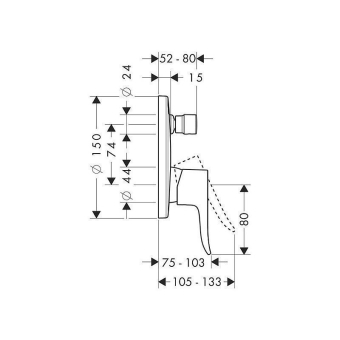 SMESITEL_DLYA_VANNY_S_DUSHEM_HANSGROHE_METRIS_31493000_MONTAZHNAYA_SKHEMA_1