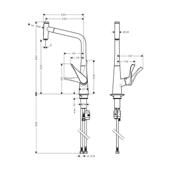 SMESITEL_DLYA_KUKHNI_HANSGROHE_METRIS_SELECT_14884000_MONTAZHNAYA_SKHEMA_1