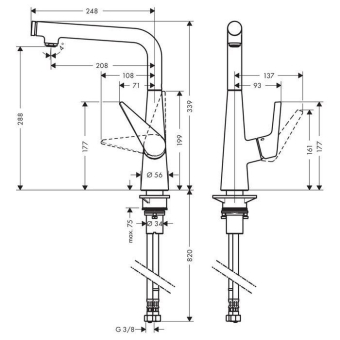 SMESITEL_DLYA_KUKHNI_HANSGROHE_TALIS_SELECT_S_72820000_MONTAZHNAYA_SKHEMA_1
