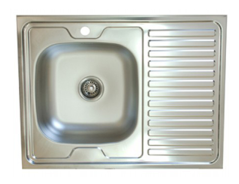 Мойка кухонная Vladix 800x600x160 (0,6), левая, без сифона, нержавеющая сталь / матовая