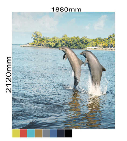 Шторка для ванной Melodia Весёлые дельфины MZ-112 180х200см, тканевая, водонепроницаемая