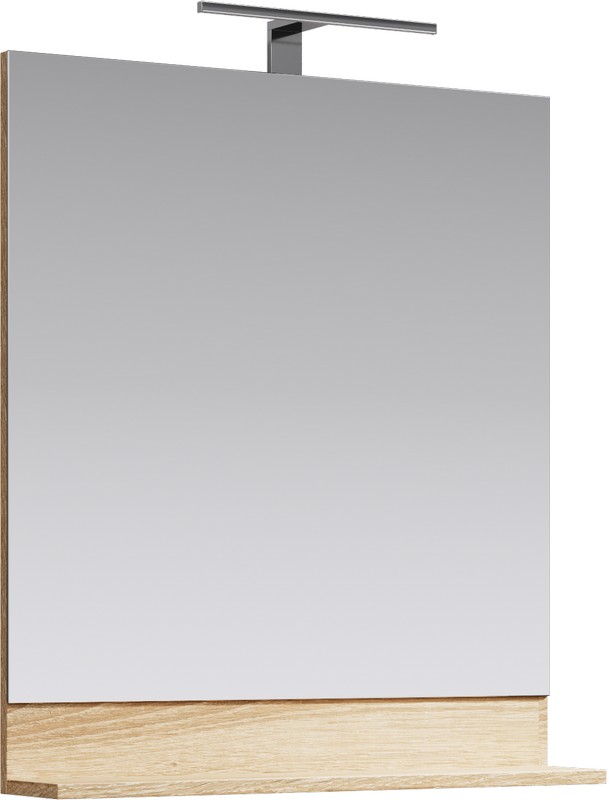 Зеркало Aqwella Foster 70 с полочкой и светильником, дуб сонома