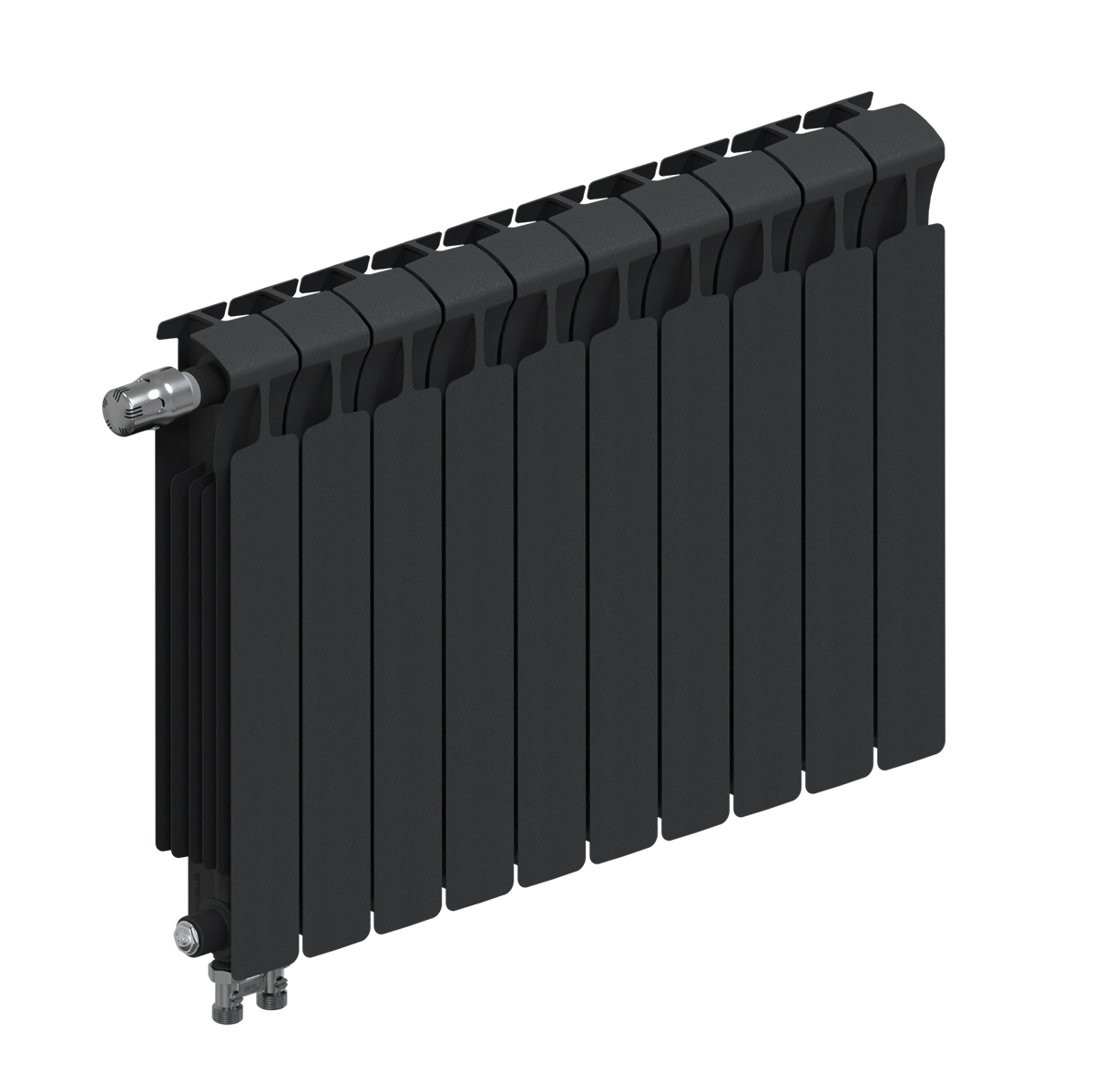 Радиатор биметаллический Rifar Monolit Ventil 500, 10 секций, нижнее подключение левое (MVL), антрацит