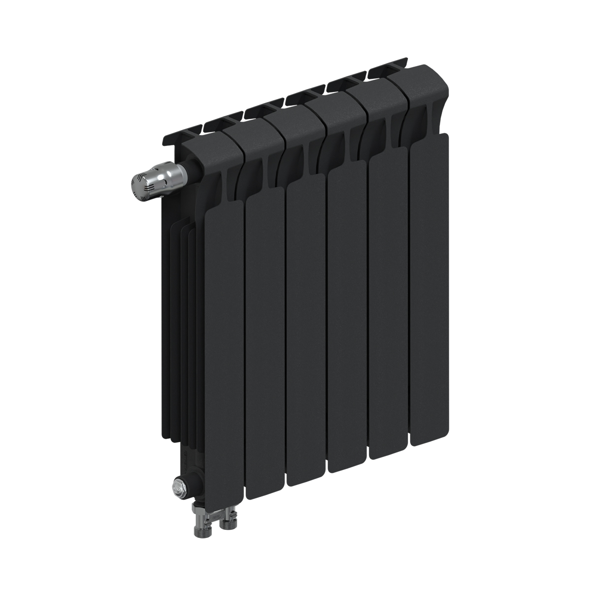 Радиатор биметаллический Rifar Monolit Ventil 500, 6 секций, нижнее подключение левое (MVL), антрацит