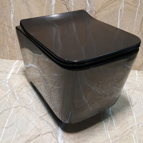 Унитаз подвесной CeramaLux NS5170-18 безободковый, сиденье микролифт, черный