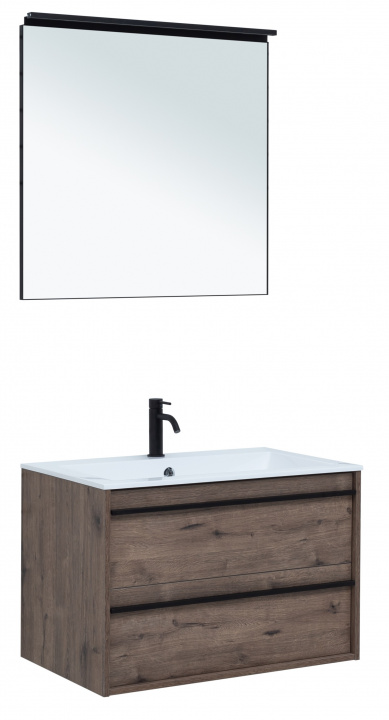 Комплект мебели для ванной комнаты Aquanet Lino 80, дуб веллингтон
