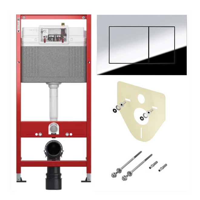 Система инсталляции для унитаза TECE 9400412 4 в 1: TECEbase 2.0 с клавишей смыва TECEnow, хром глянцевый