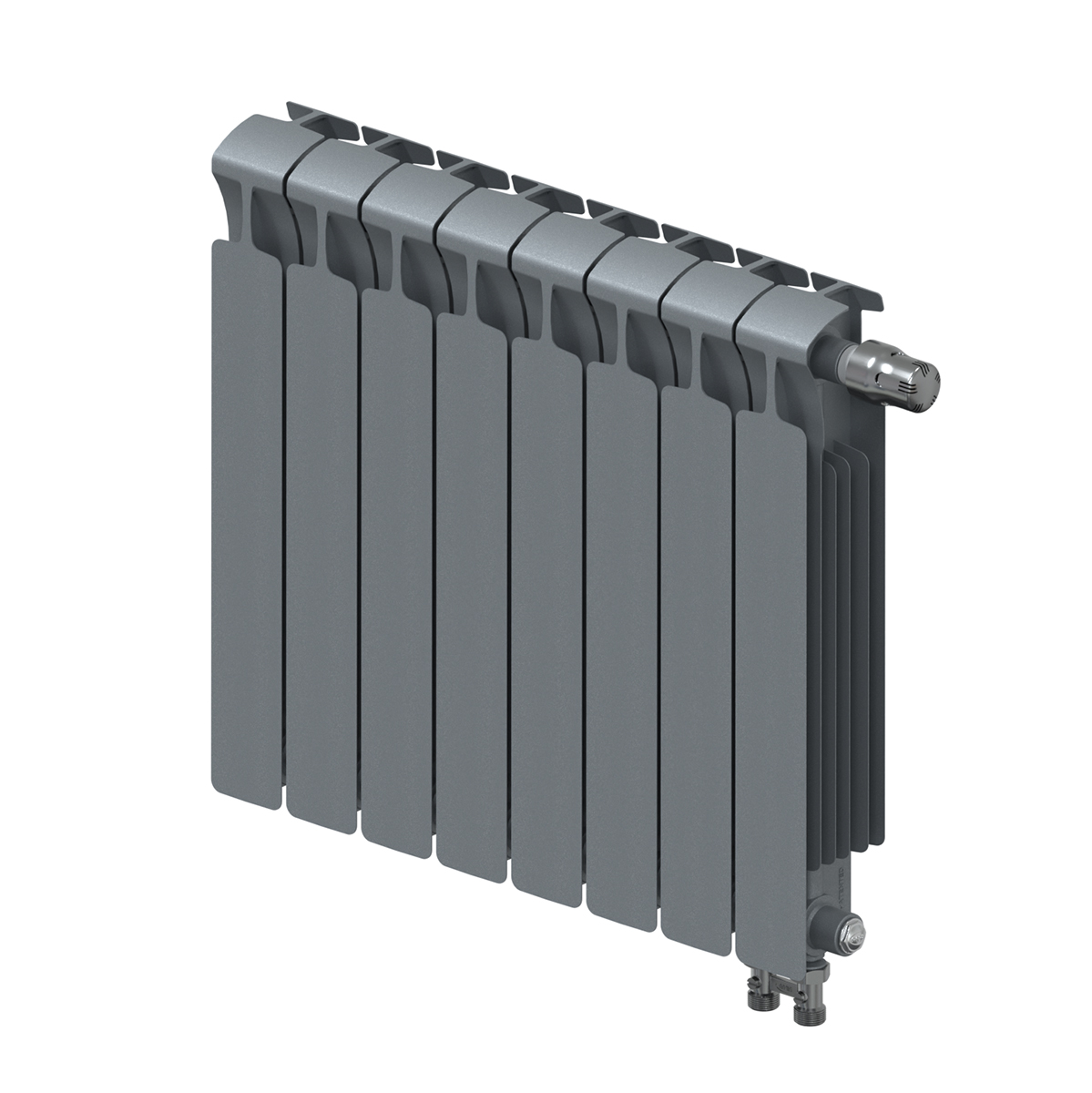 Радиатор биметаллический Rifar Monolit Ventil 500, 8 секций, нижнее подключение правое (MVR), титан
