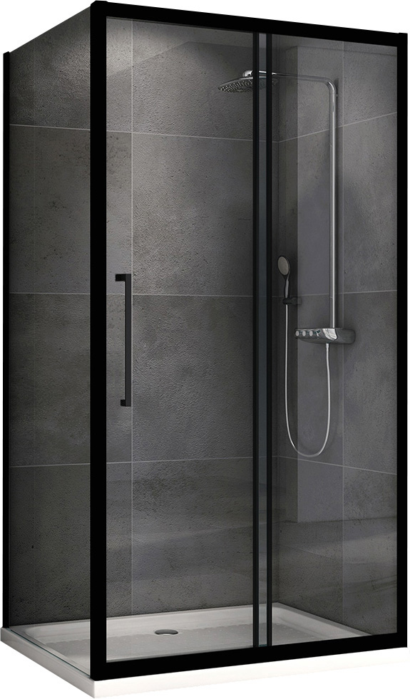 Душевой уголок ABBER Schwarzer Diamant AG30100BH-S60B без поддона, 60x100x195 см, стекло прозрачное / профиль черный