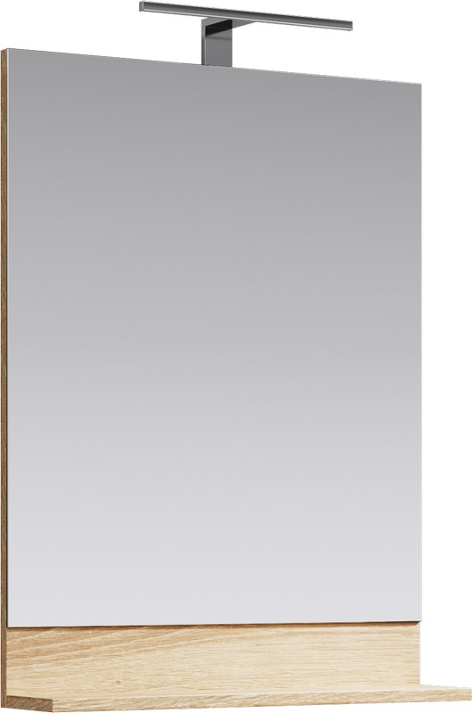 Зеркало Aqwella Foster 60 с полочкой и светильником, дуб сонома