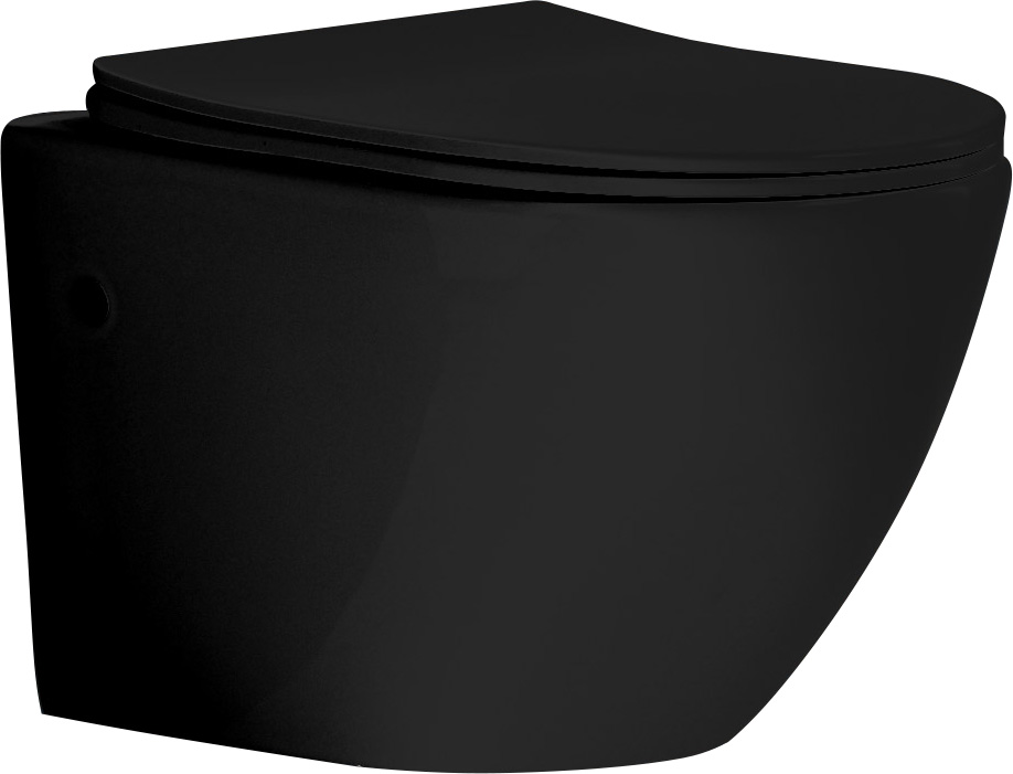 Унитаз подвесной Grossman GR-4411S Black безободковый, сиденье с микролифтом, черный глянцевый