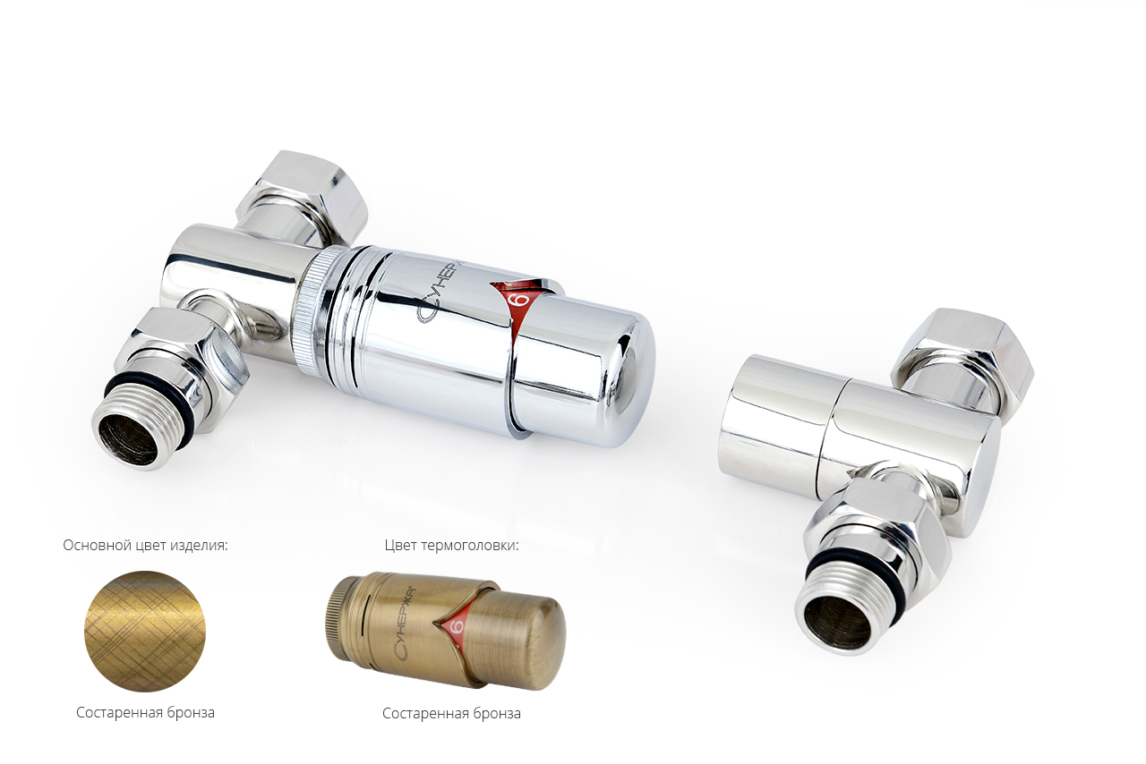 Терморегулятор автоматический Сунержа прямой G 1/2" НР x G 3/4" НГ (набор)