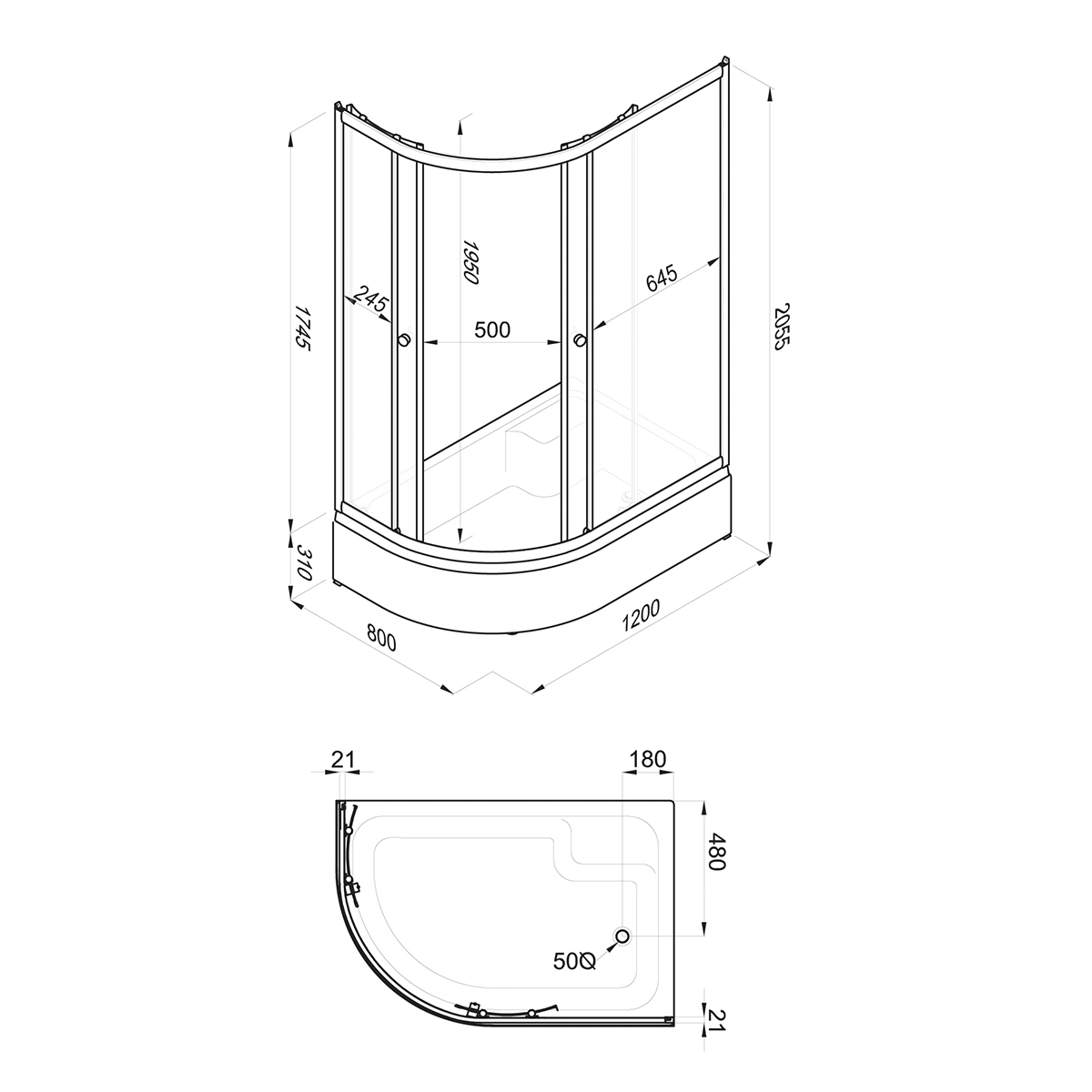 Душевое ограждение Triton Коралл 120x80x205,5 В, поддоном, стекло прозрачное/мозаика, профиль белый