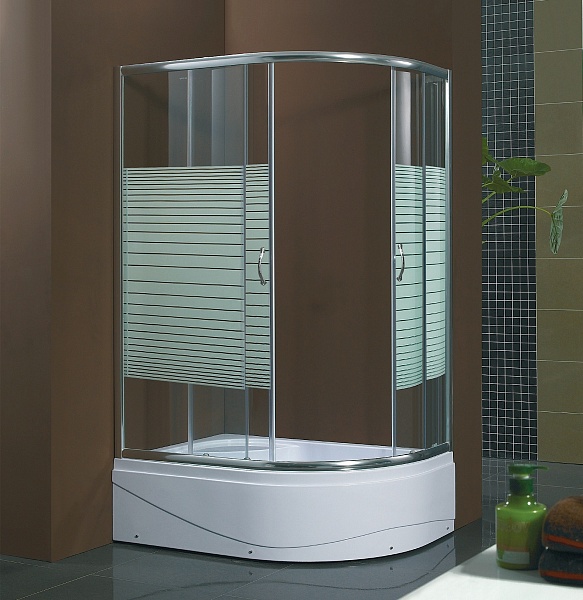 Душевой уголок Bandhours Extreme R, 100x80 см, правый с высоким поддоном профиль хром стекло прозрачное с узором
