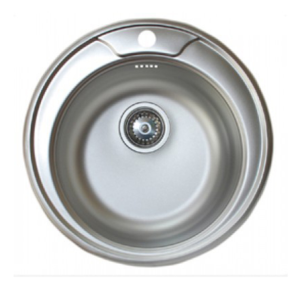 Мойка кухонная Sinklight D 490x180 (0,8), круглая, с сифоном, крепежом и уплотнителем, нержавеющая сталь / глянцевая