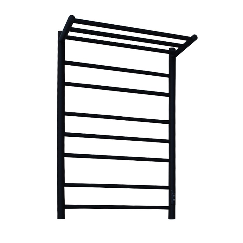 Полотенцесушитель электрический Melodia Shelf Ferrum 50x80 П6 (1-3-2) cухой ТЭН 121Вт встроенный диммер, черный матовый