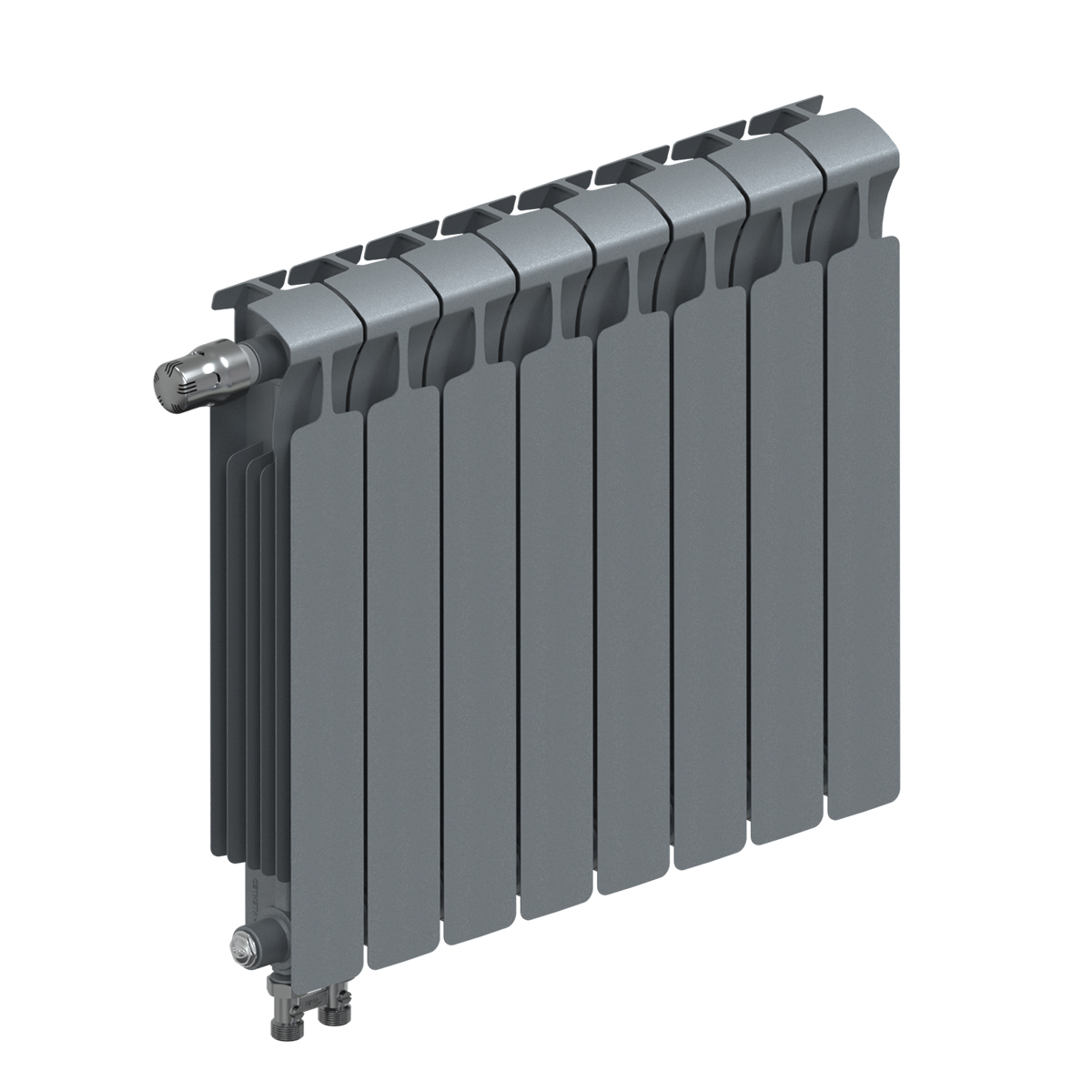 Радиатор биметаллический Rifar Monolit Ventil 500, 8 секций, нижнее подключение левое (MVL), титан