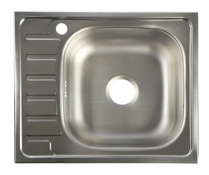 Мойка кухонная Vladix 580x480x160 (0,6), правая, с сифоном и крепежом, нержавеющая сталь / полуглянцевая