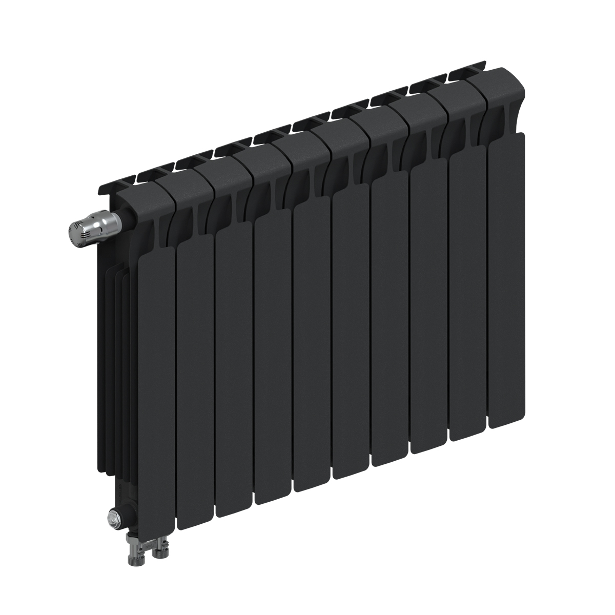 Радиатор биметаллический Rifar Monolit Ventil 500, 12 секций, нижнее подключение левое (MVL), антрацит