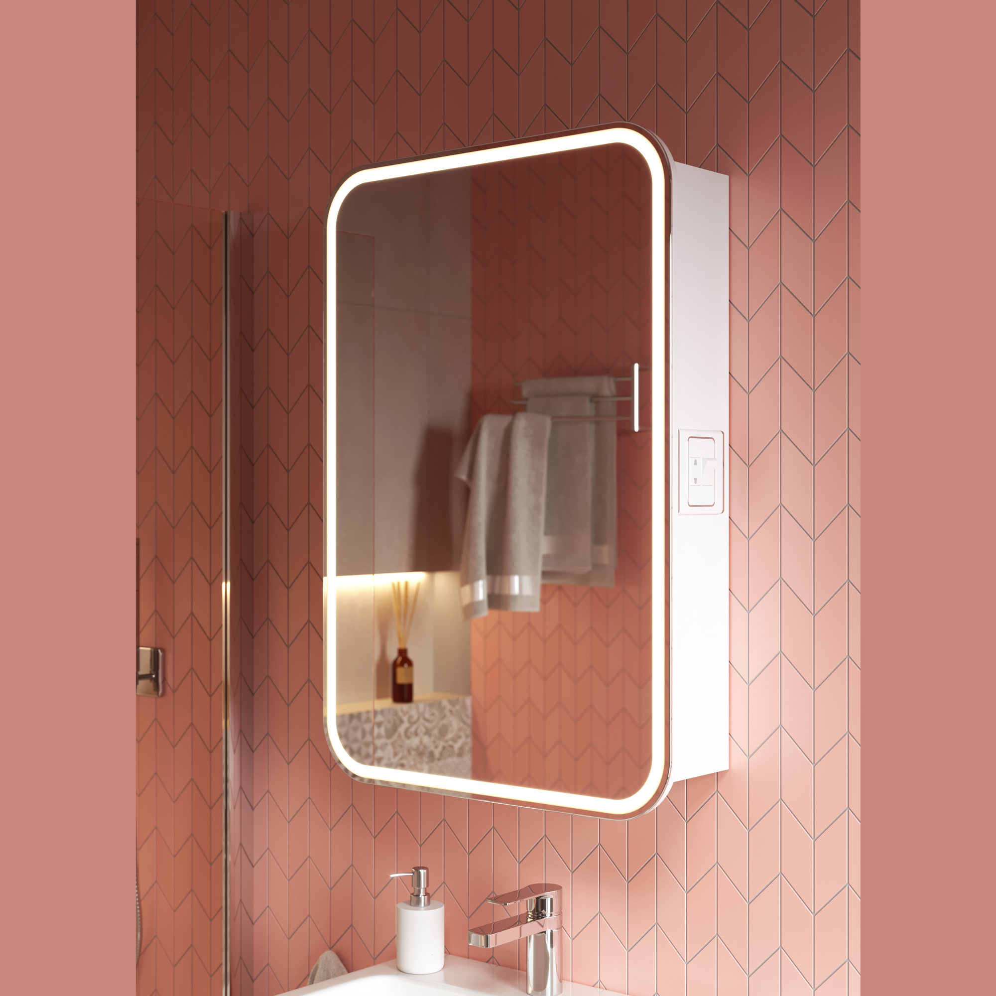Шкаф зеркальный Alavann Lana 55 с подсветкой (нейтральный цвет)